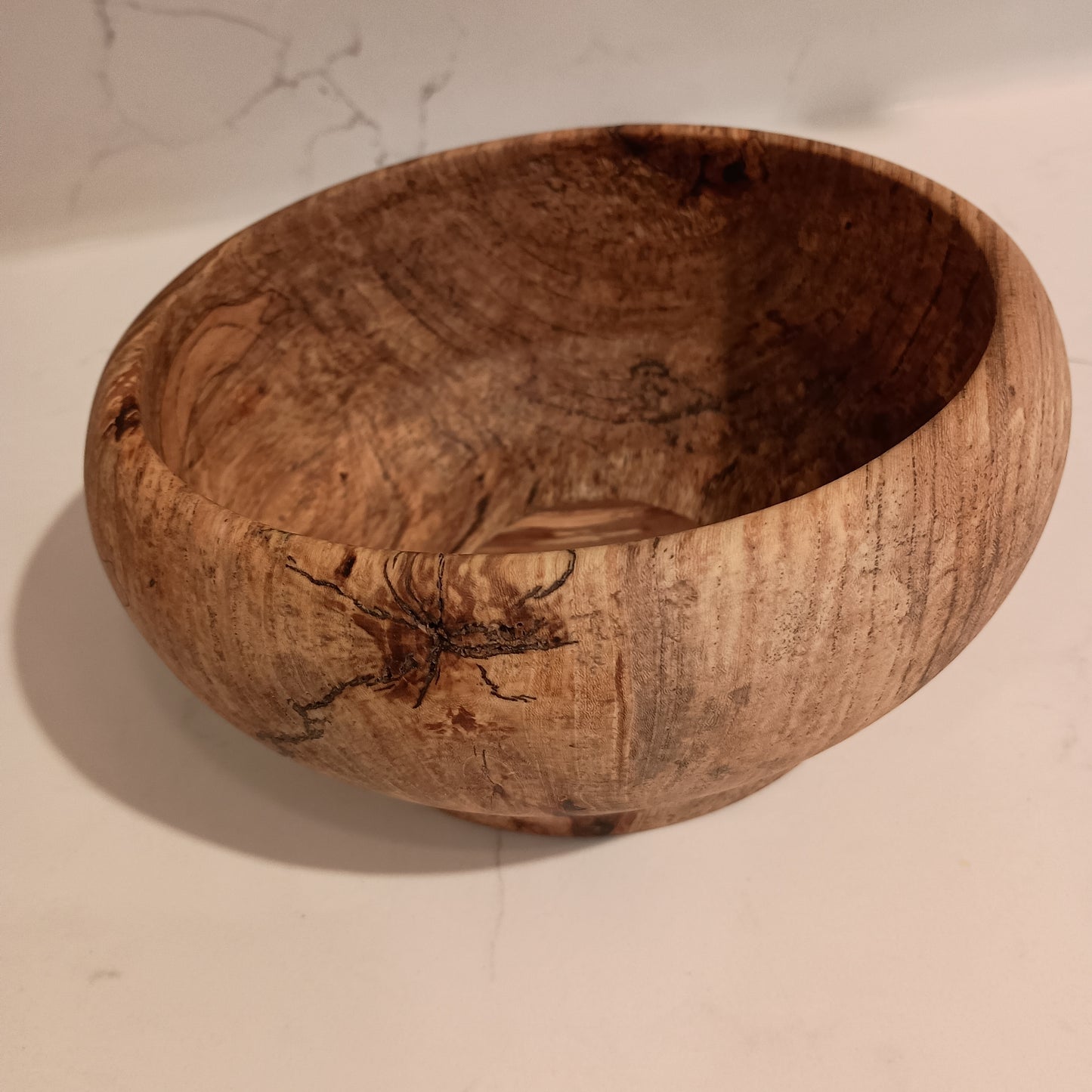 Spalted Pecan Bowl with Bradford Pear Bottom Insert, 7" x 3.25"