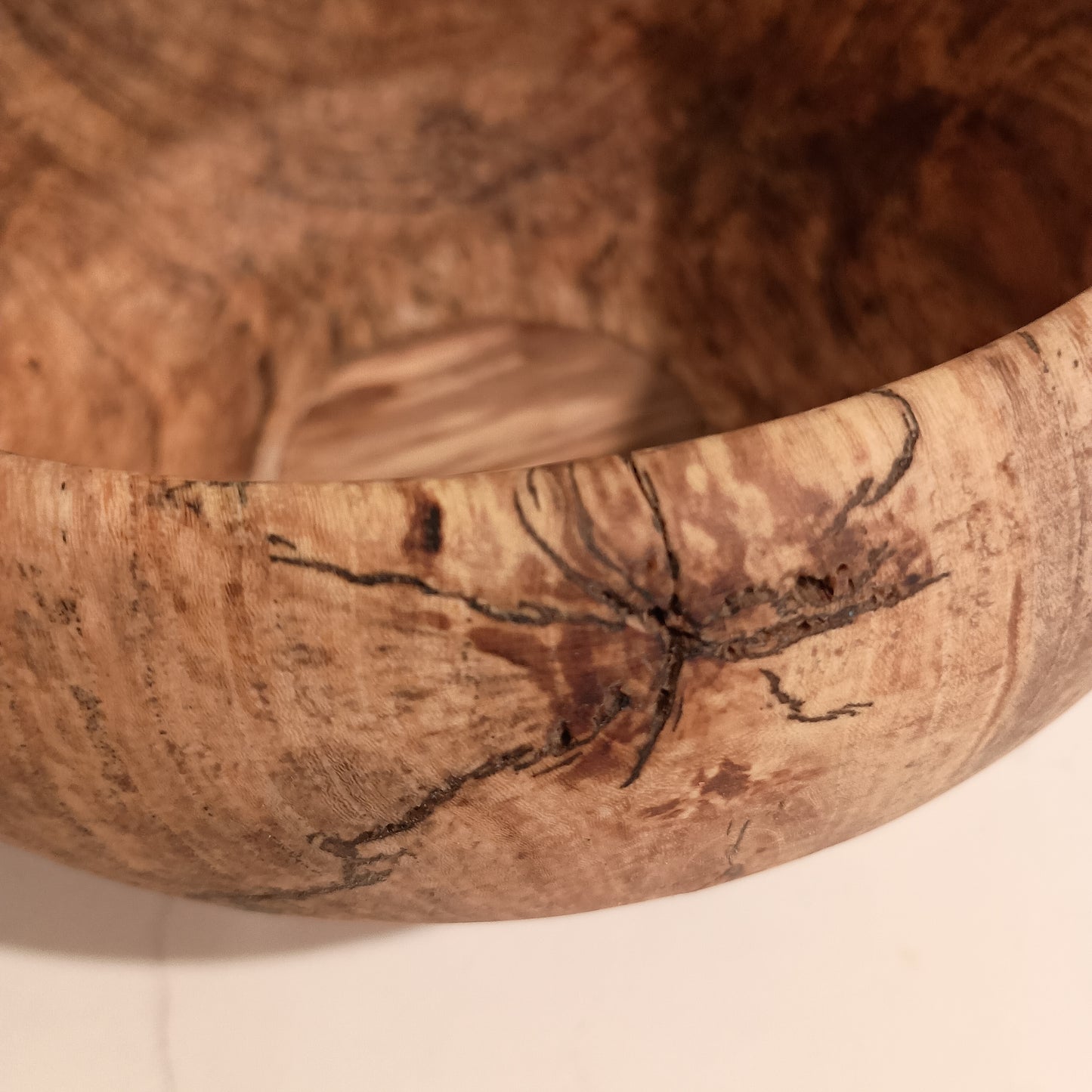 Spalted Pecan Bowl with Bradford Pear Bottom Insert, 7" x 3.25"