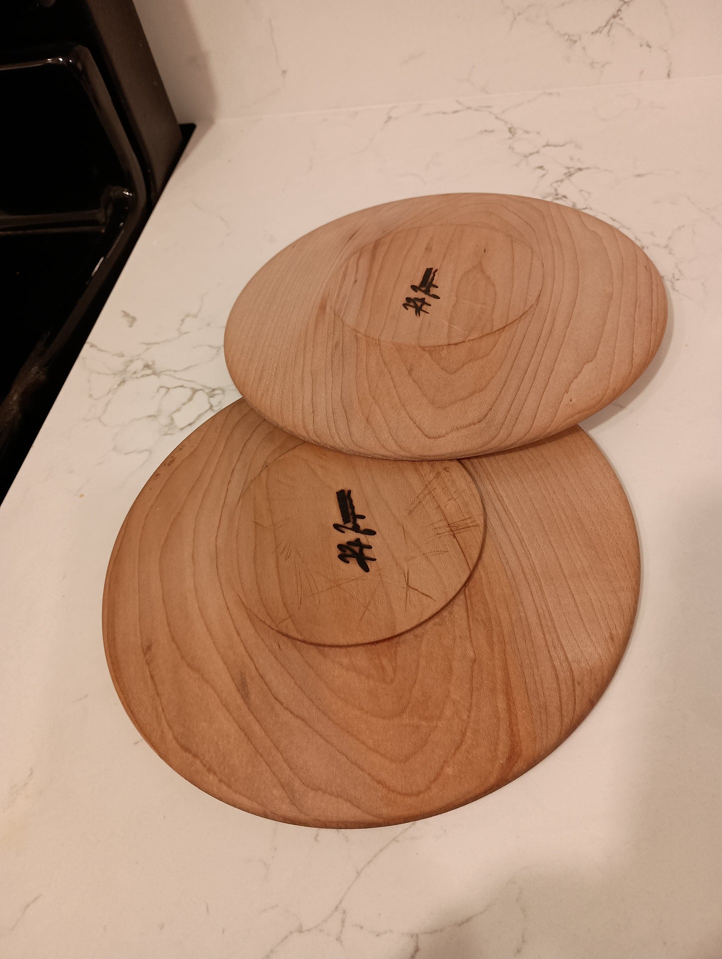 Set of Two Maple Plates, American Revolutionary War Trencher Style